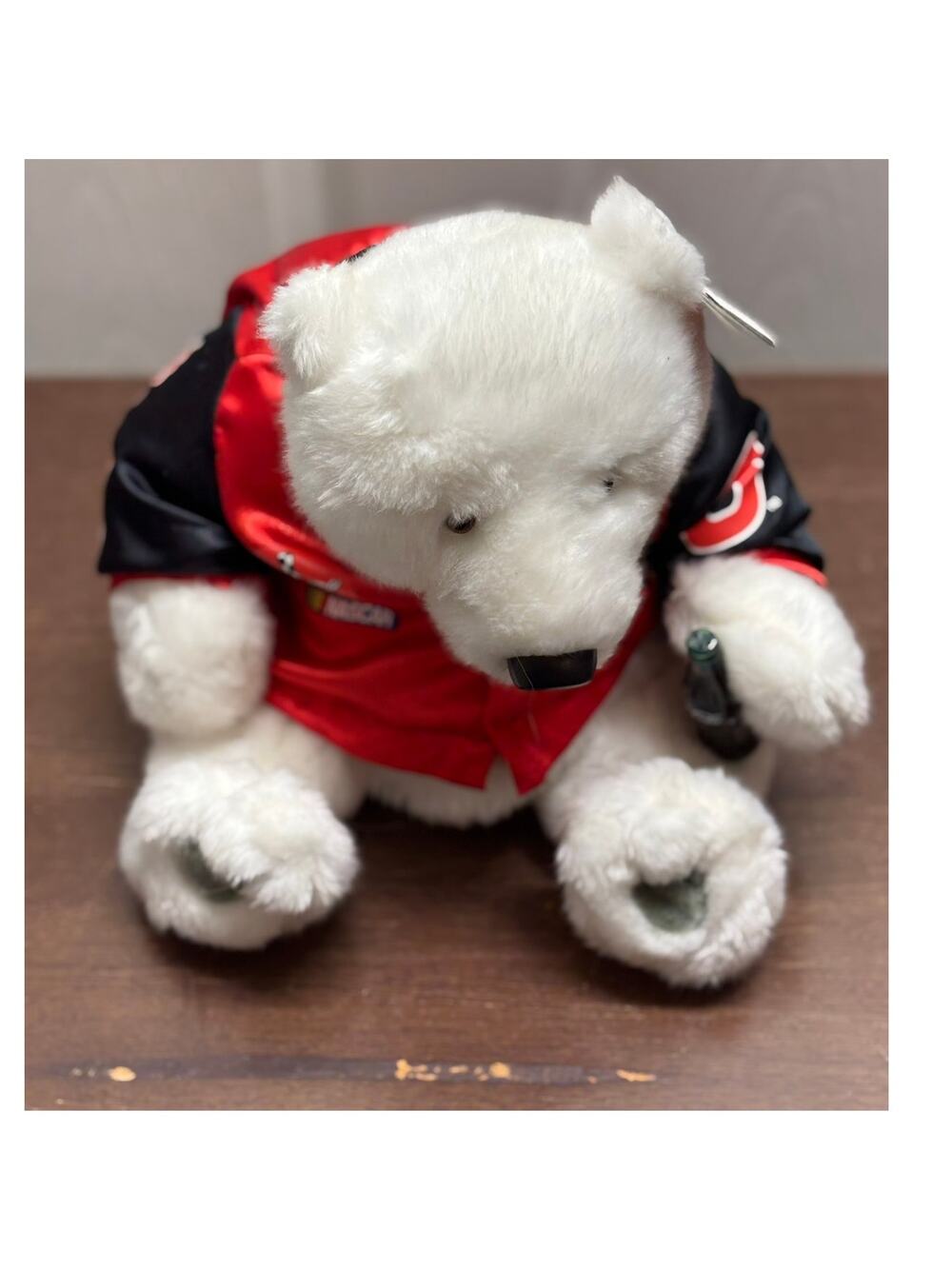 Dale Earnhardt Jr. Coca Cola Bear Red Silk Coke Signature Jacket 14" NWT FLAWS